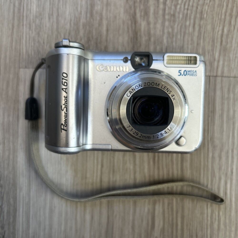 Canon PowerShot A610 5MP Digital Camera 4x Optical Zoom Flip LCD Tested Works